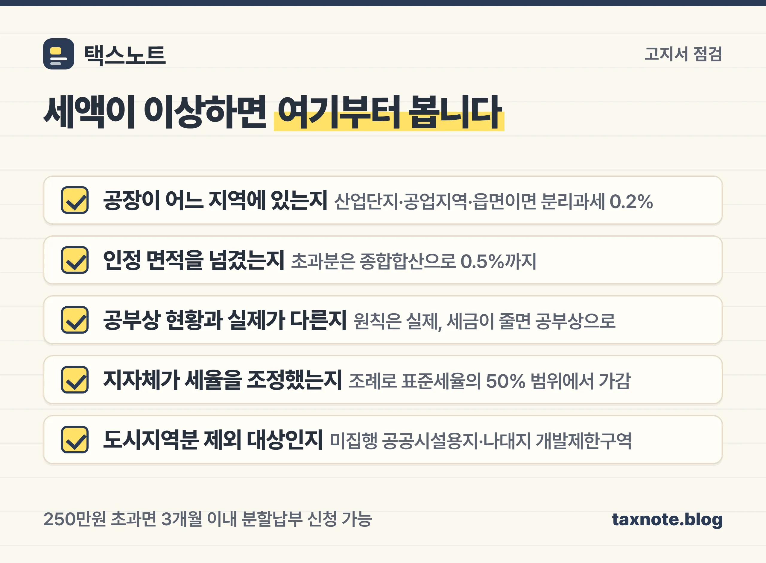 재산세 고지서 확인 순서를 정리한 체크리스트