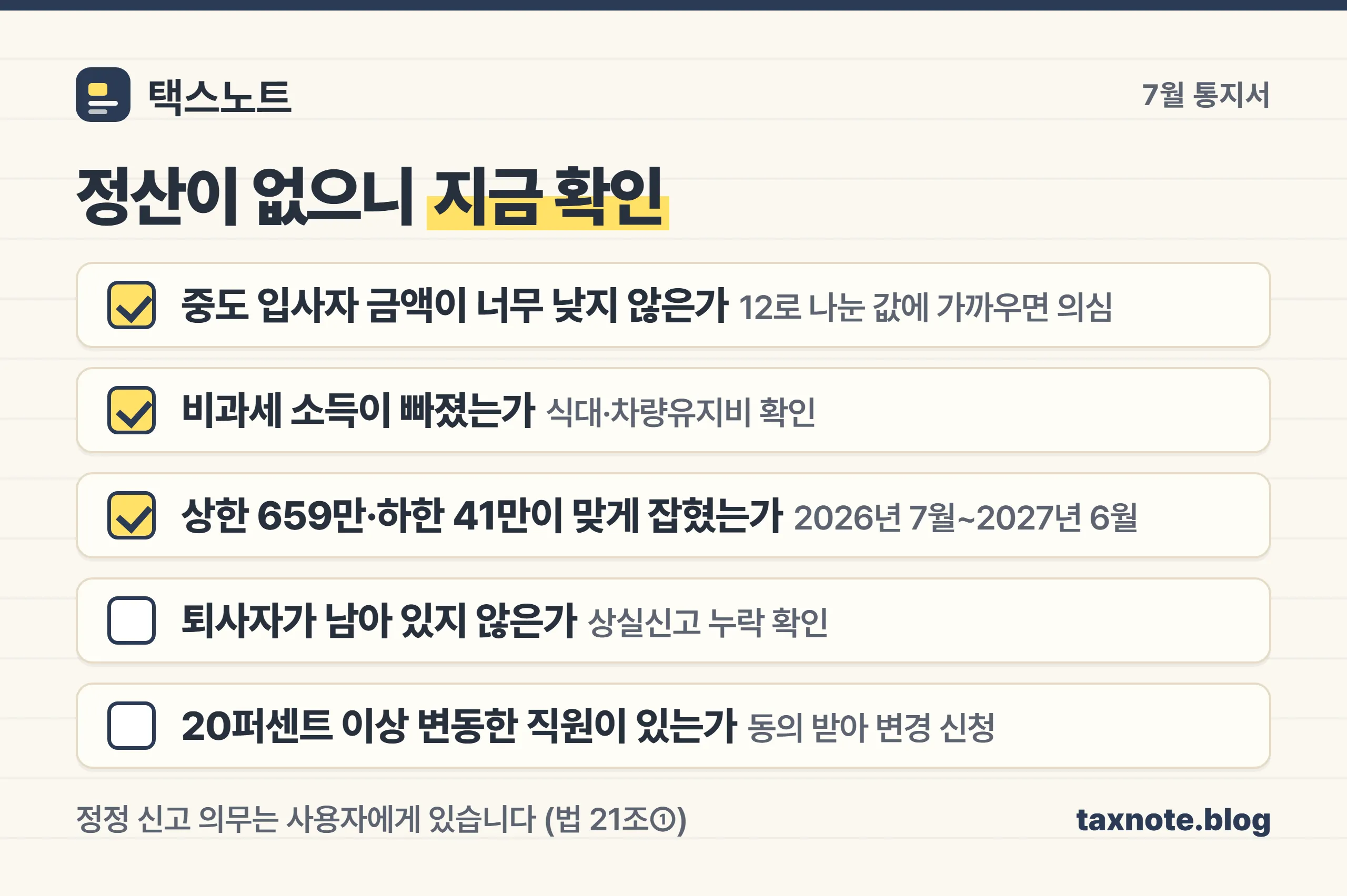 7월 정기결정 통지서에서 확인할 다섯 가지 체크리스트